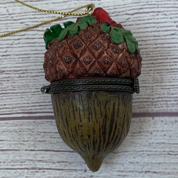 Vintage Acorn Trinket Box Christmas Tree Ornament - Picture 1 of 16
